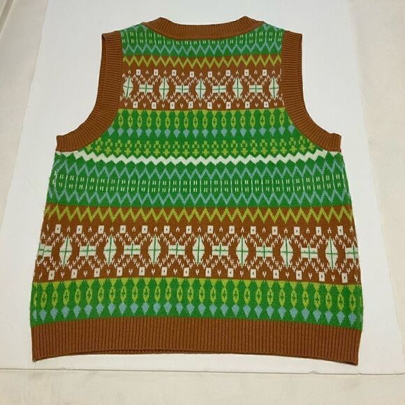 Awesome 70’s Vibe VNeck- Great Colors! Medium. Like New! Sweatervest. Goblincore - Picture 4 of 8